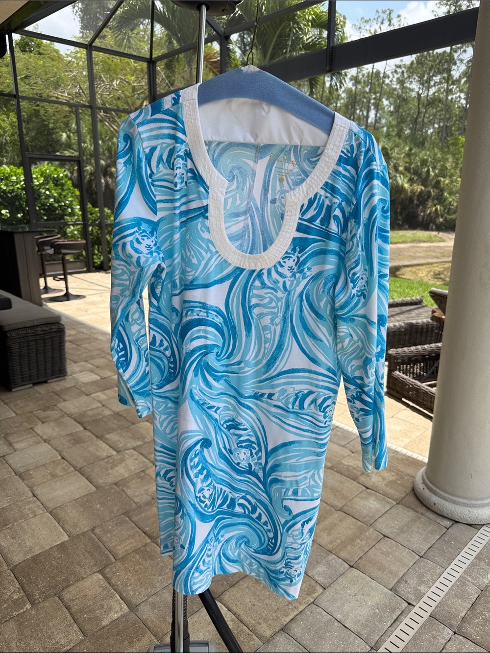 Lilly Pulitzer Blue & White Pima Cotton Dress – Size L